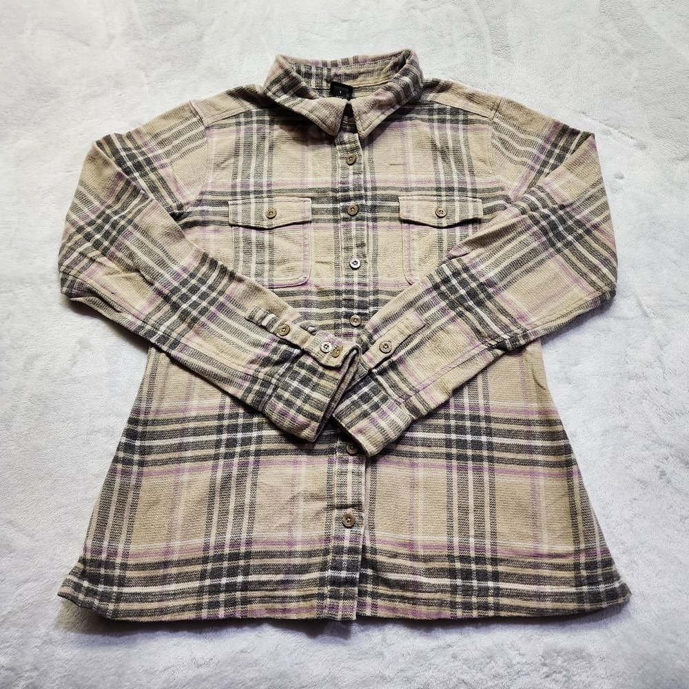 Patagonia Women's Tan Organic Cotton Midweight Fjord Flannel Shirt Size 8